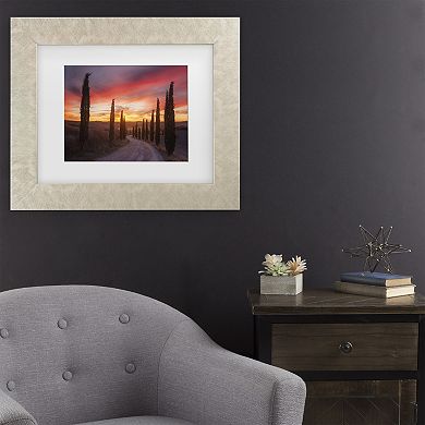 Trademark Fine Art Tuscany Sunset Matted Framed Wall Art