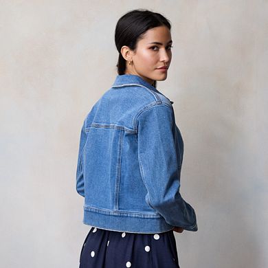 Petite LC Lauren Conrad Patch Pocket Trucker Denim Jacket