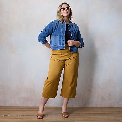 Plus Size LC Lauren Conrad Patch Pocket Trucker Denim Jacket