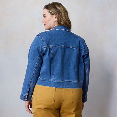 Plus Size LC Lauren Conrad Patch Pocket Trucker Denim Jacket
