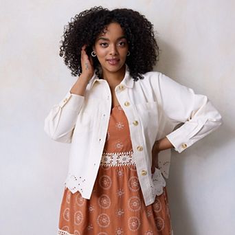 Plus Size LC Lauren Conrad Trucker Eyelet Hem Jacket