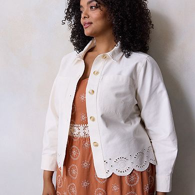 Plus Size LC Lauren Conrad Trucker Eyelet Hem Jacket