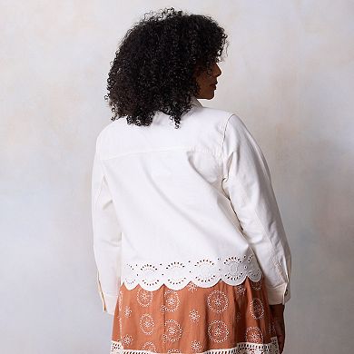 Plus Size LC Lauren Conrad Trucker Eyelet Hem Jacket