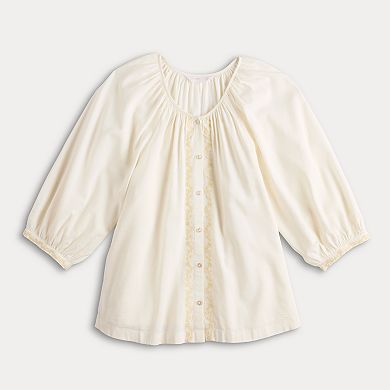 Women's LC Lauren Conrad Raglan Sleeve Button Front Peasant Top