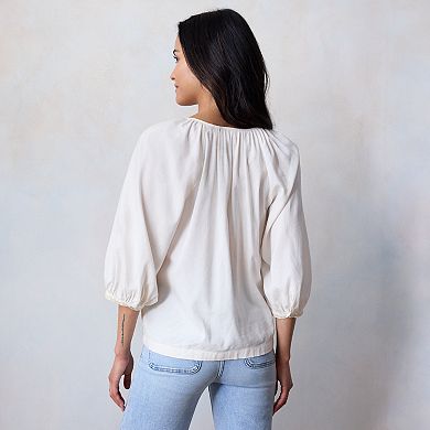 Women's LC Lauren Conrad Raglan Sleeve Button Front Peasant Top