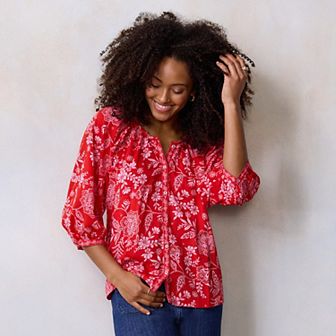 Women's LC Lauren Conrad Raglan Sleeve Button-Front Peasant Top