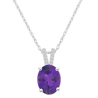 Alyson Layne 10k White Gold Oval Gemstone Diamond Accent Pendant Necklace