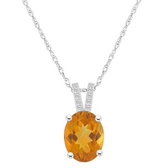 Alyson Layne 10k White Gold Oval Gemstone Diamond Accent Pendant Necklace