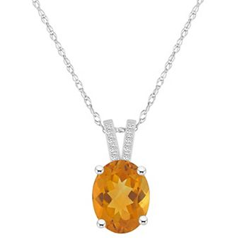 Alyson Layne 10k White Gold Oval Gemstone Diamond Accent Pendant Necklace