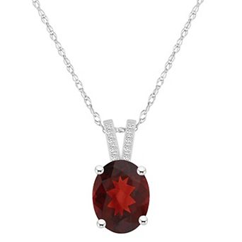 Alyson Layne 10k White Gold Oval Gemstone Diamond Accent Pendant Necklace
