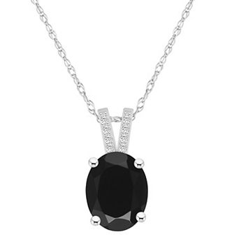 Alyson Layne 10k White Gold Oval Gemstone Diamond Accent Pendant Necklace