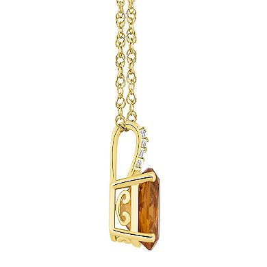 Alyson Layne 10k Gold Oval Gemstone Diamond Accent Pendant Necklace