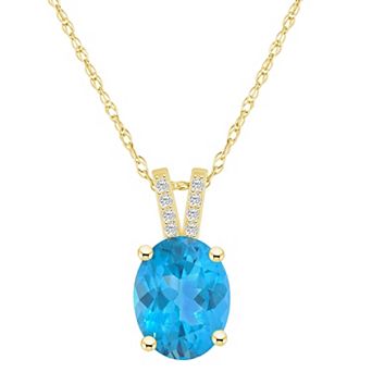 Alyson Layne 10k Gold Oval Gemstone Diamond Accent Pendant Necklace