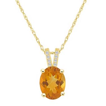 Alyson Layne 10k Gold Oval Gemstone Diamond Accent Pendant Necklace