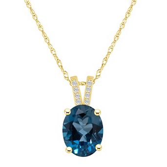 Alyson Layne 10k Gold Oval Gemstone Diamond Accent Pendant Necklace