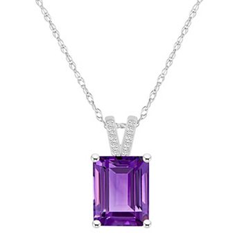 Alyson Layne 10k White Gold Emerald Cut Gemstone Diamond Accent Pendant Necklace