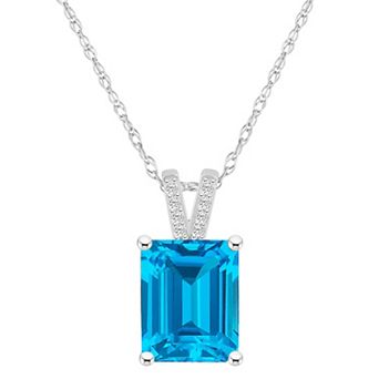 Alyson Layne 10k White Gold Emerald Cut Gemstone Diamond Accent Pendant Necklace
