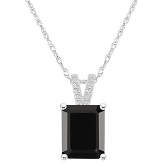 Alyson Layne 10k White Gold Emerald Cut Gemstone Diamond Accent Pendant Necklace