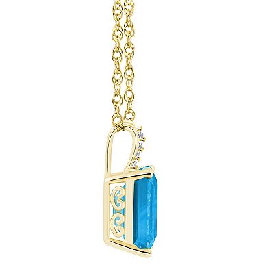 Alyson Layne 10k Gold Emerald Cut Gemstone Diamond Accent Pendant Necklace