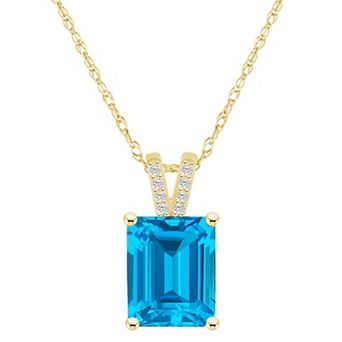 Alyson Layne 10k Gold Emerald Cut Gemstone Diamond Accent Pendant Necklace