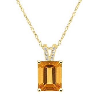 Alyson Layne 10k Gold Emerald Cut Gemstone Diamond Accent Pendant Necklace