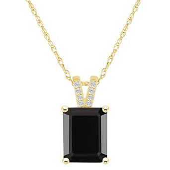 Alyson Layne 10k Gold Emerald Cut Gemstone Diamond Accent Pendant Necklace