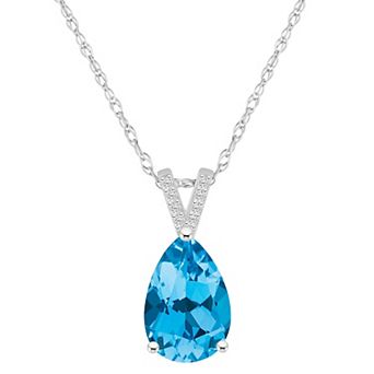 Alyson Layne 10k White Gold Pear Shape Gemstone Diamond Accent Pendant Necklace