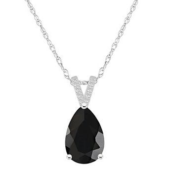 Alyson Layne 10k White Gold Pear Shape Gemstone Diamond Accent Pendant Necklace