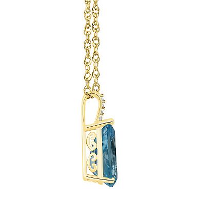 Alyson Layne 10k Gold Pear Shape Gemstone Diamond Accent Pendant Necklace