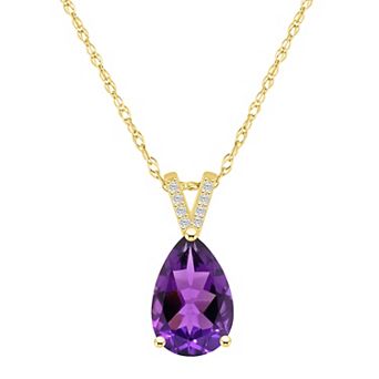 Alyson Layne 10k Gold Pear Shape Gemstone Diamond Accent Pendant Necklace