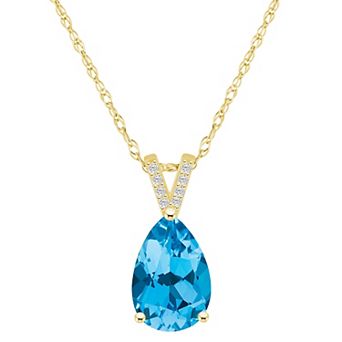 Alyson Layne 10k Gold Pear Shape Gemstone Diamond Accent Pendant Necklace