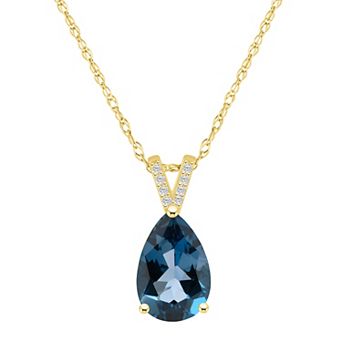 Alyson Layne 10k Gold Pear Shape Gemstone Diamond Accent Pendant Necklace