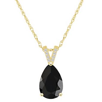 Alyson Layne 10k Gold Pear Shape Gemstone Diamond Accent Pendant Necklace
