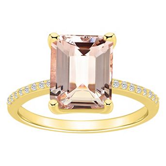 Alyson Layne Emerald Cut Morganite 1/10 Carat T.W. Diamond Ring