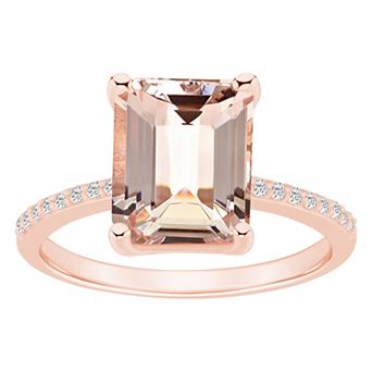 Alyson Layne Emerald Cut Morganite 1/10 Carat T.W. Diamond Ring
