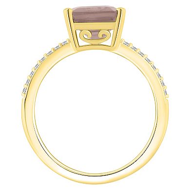 Alyson Layne Emerald Cut Morganite 1/10 Carat T.W. Diamond Ring
