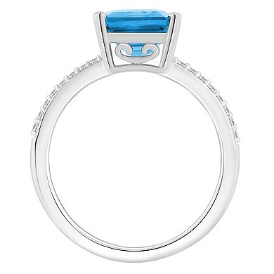 Alyson Layne 14k White Gold Emerald Cut Gemstone 1/10 Carat T.W. Diamond Ring