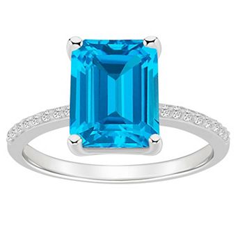 Alyson Layne 14k White Gold Emerald Cut Gemstone 1/10 Carat T.W. Diamond Ring