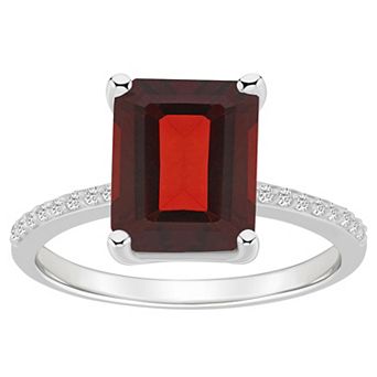 Alyson Layne 14k White Gold Emerald Cut Gemstone 1/10 Carat T.W. Diamond Ring