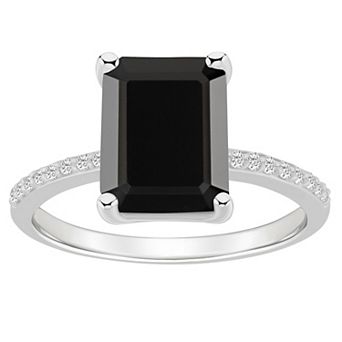 Alyson Layne 14k White Gold Emerald Cut Gemstone 1/10 Carat T.W. Diamond Ring