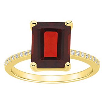 Alyson Layne 14k Gold Emerald Cut Gemstone 1/10 Carat T.W. Diamond Ring
