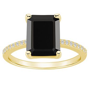 Alyson Layne 14k Gold Emerald Cut Gemstone 1/10 Carat T.W. Diamond Ring