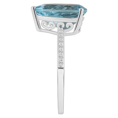 Alyson Layne Pear Shape London Blue Topaz 1/10 Carat T.W. Diamond Ring