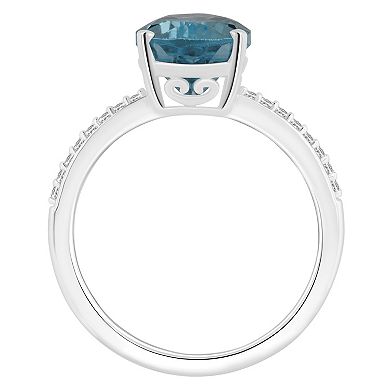 Alyson Layne Pear Shape London Blue Topaz 1/10 Carat T.W. Diamond Ring