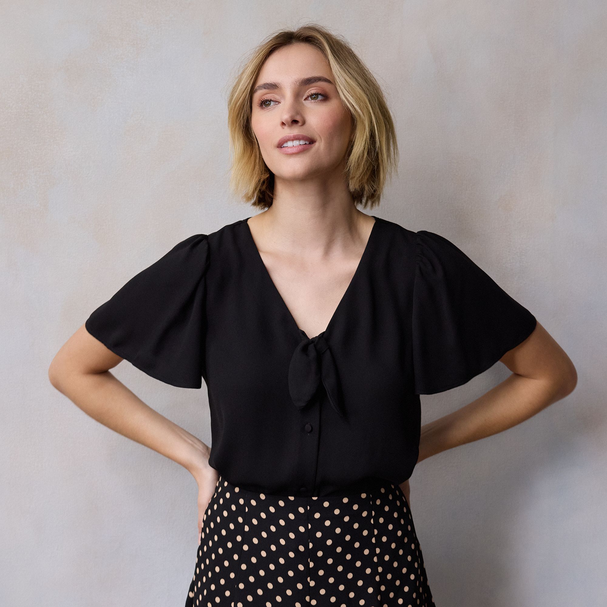 Petite LC Lauren Conrad Tie-Front Flutter Sleeve Top, Womens, Size: XS Pet