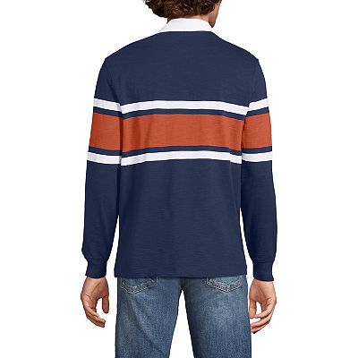Men's Lands' End Long Sleeve Textured Rugby Polo Shirt