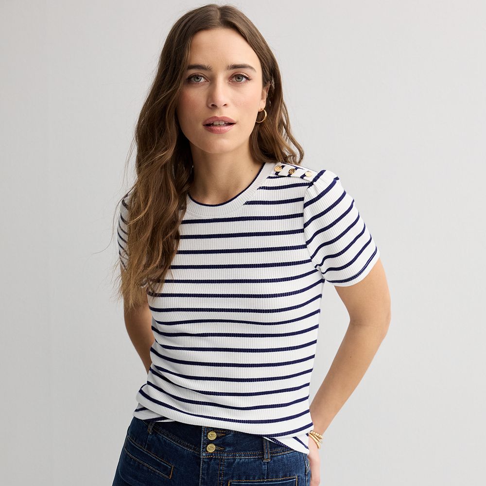 Women's Draper James Short Sleeve Button Shoulder Top