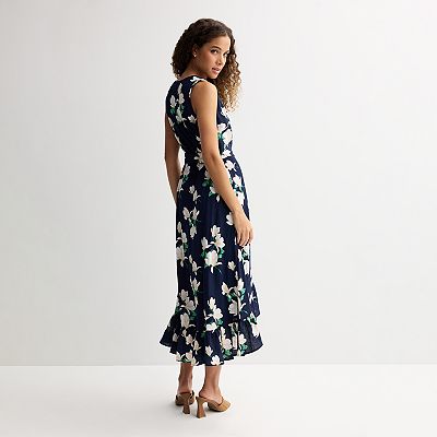 draper james linen wrap dress DRAPER JAMES Nassau Navy floating tulip flutter cap sleeve linen wrap midi  dress