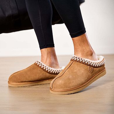 Men's Fireside by Dearfoams Grafton Genuine Shearling Clog With Taping Slippers
