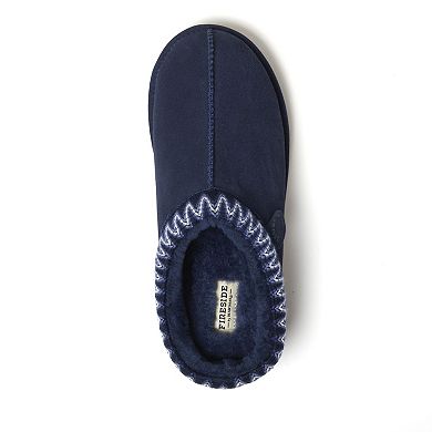 Men's Fireside by Dearfoams Grafton Genuine Shearling Clog With Taping Slippers